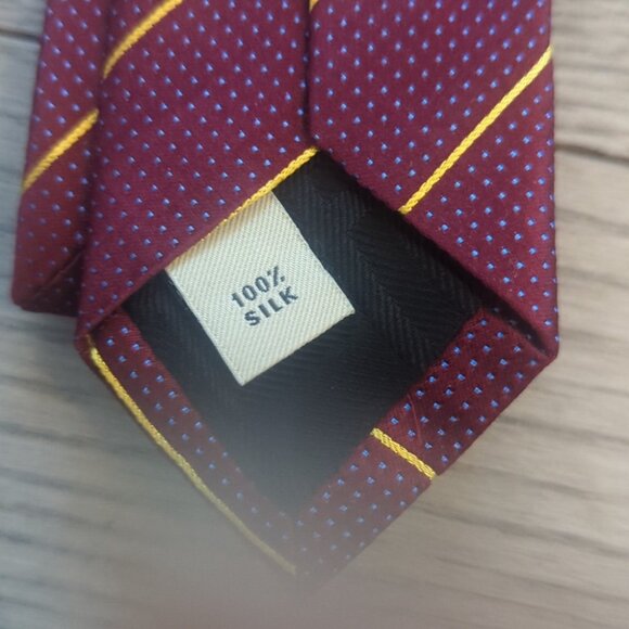 Men's Burberry Elegant Burgundy & Gold Striped Silk Tie - Like New - Picture 4 of 6